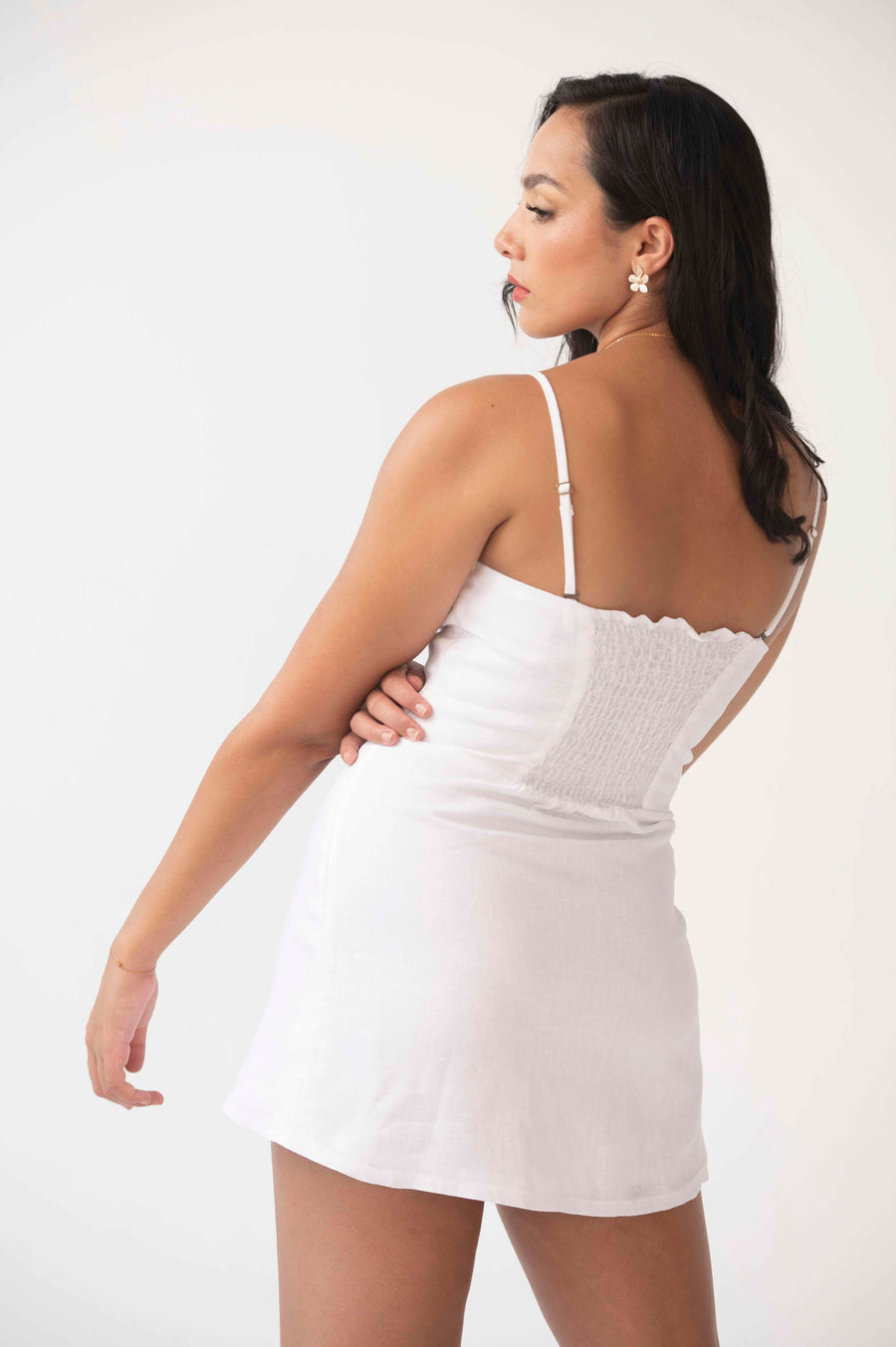 The Cara Mini Dress in White