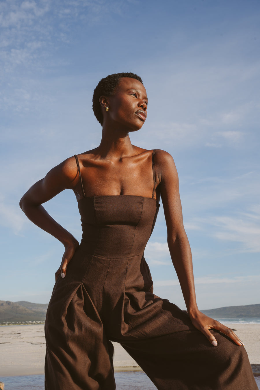 The Sofia Jumpsuit in Brown