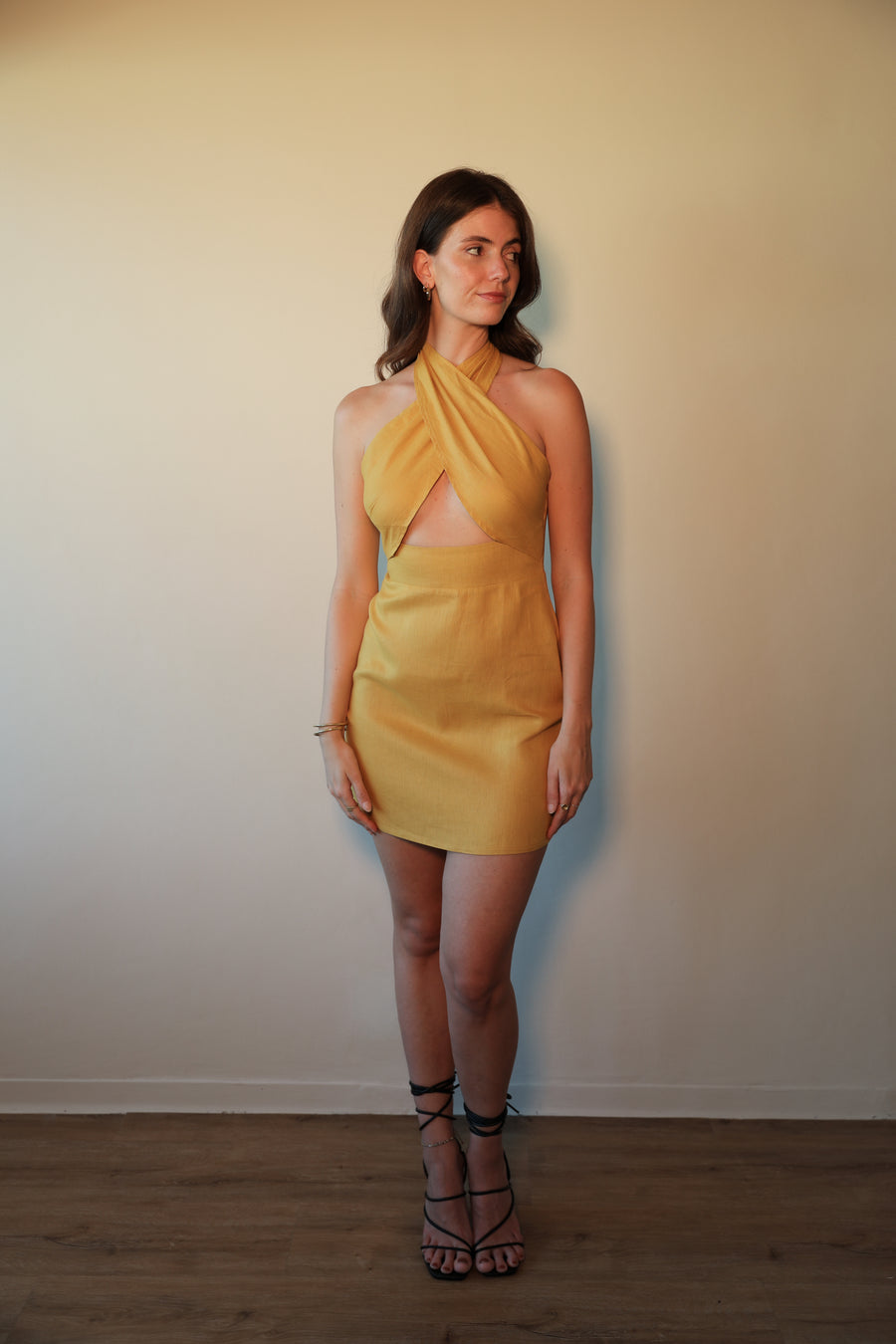 The Storm Mini Dress in Mustard