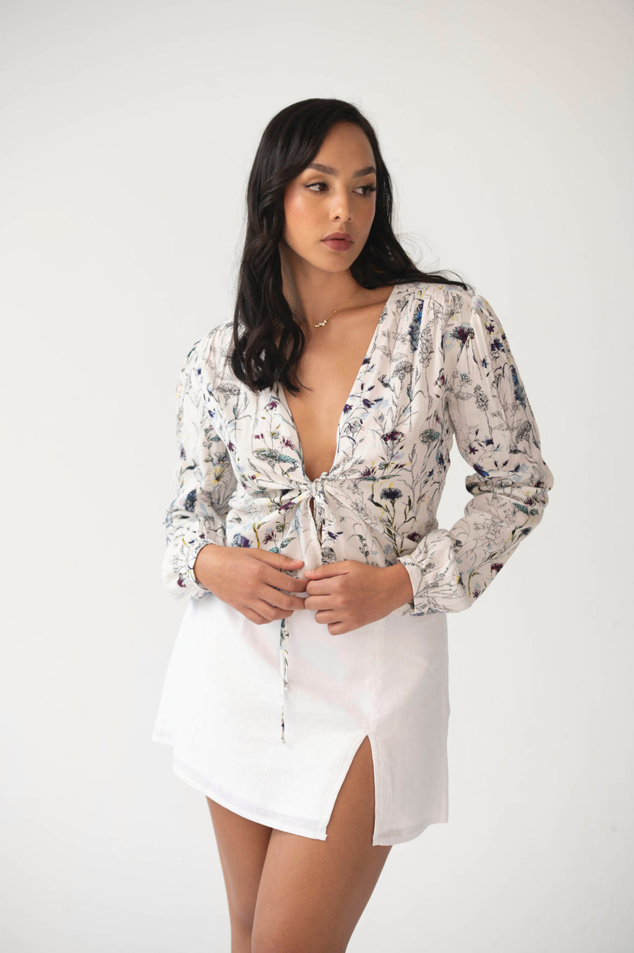 The Aida Top in White Floral