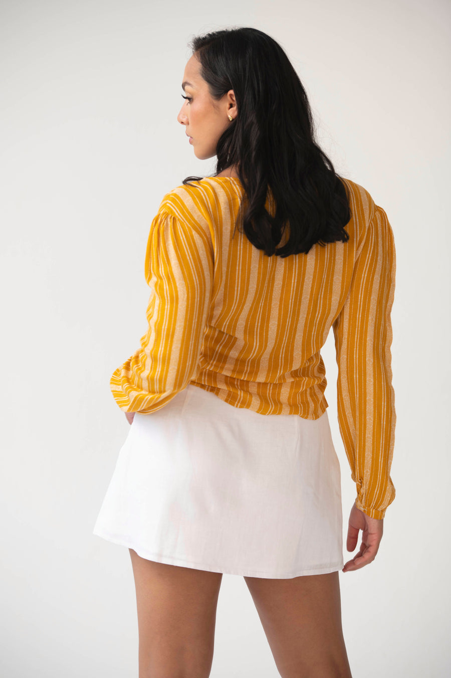 The Aida Top in Mustard Stripes