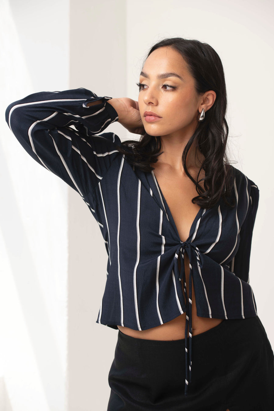 The Aida Top in Navy Stripes