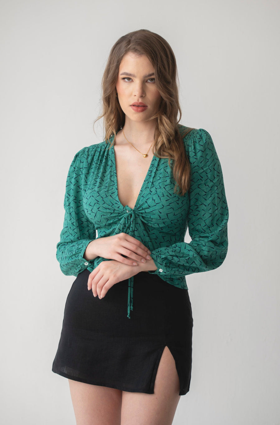 The Aida Top In Seersucker Green