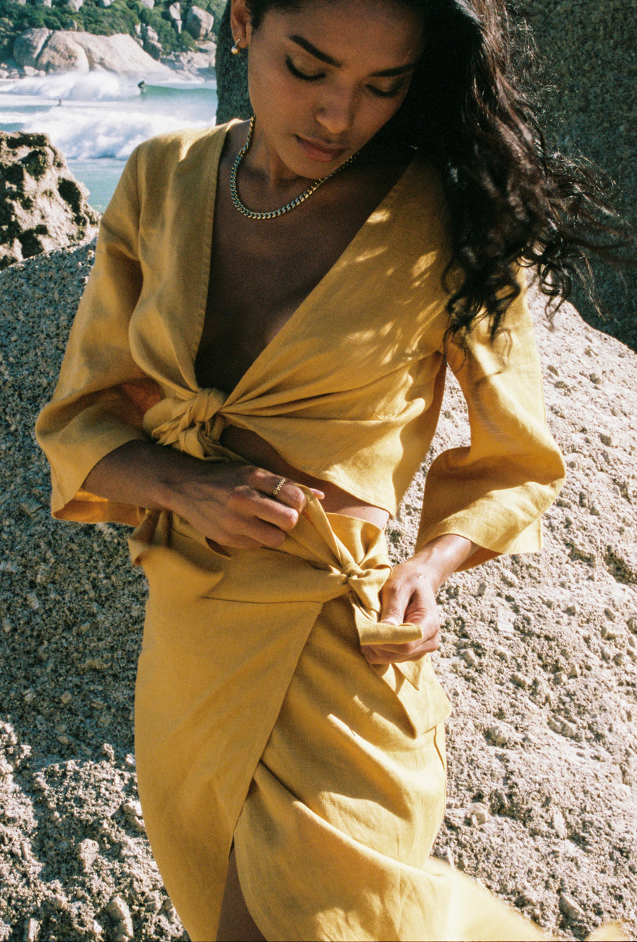 The Wrap Skirt in Mustard