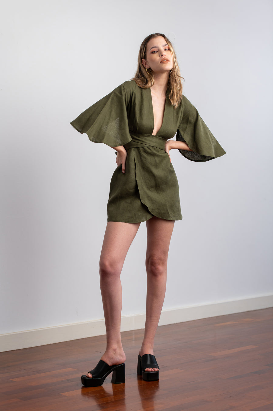 The Mini Dress in Chive