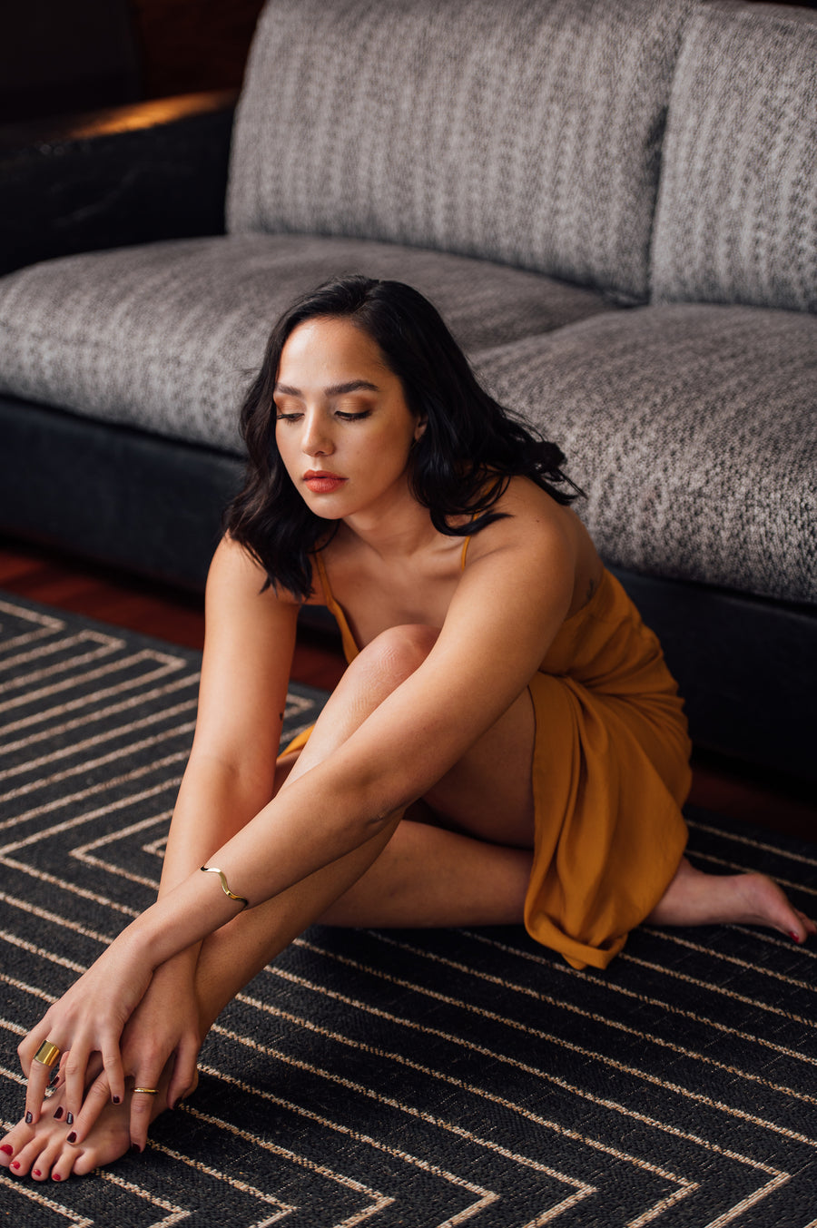 The Tencel Slip Dress in Turmeric