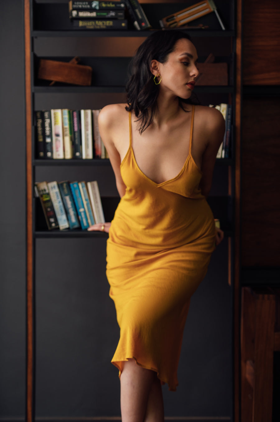 The Tencel Slip Dress in Turmeric