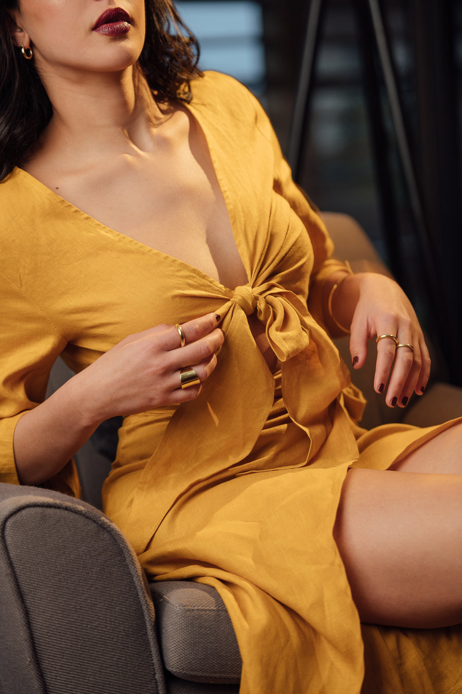The Wrap Top in Mustard