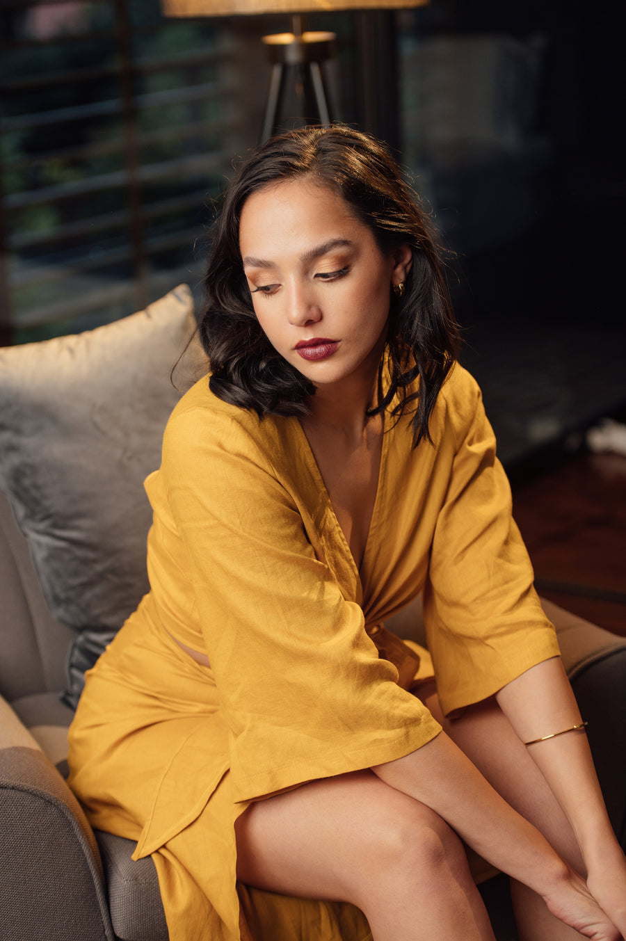 The Wrap Top in Mustard