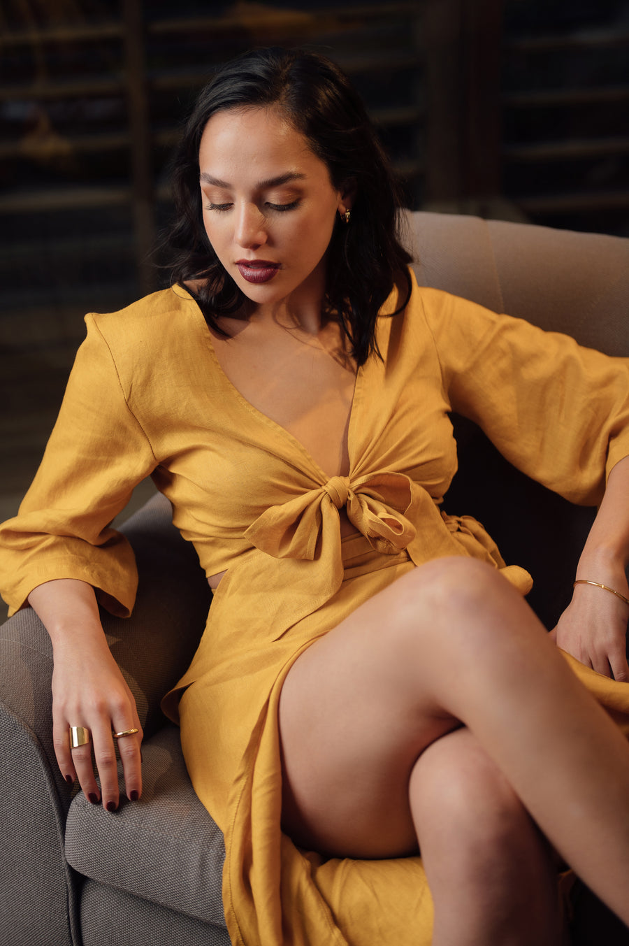 The Wrap Top in Mustard