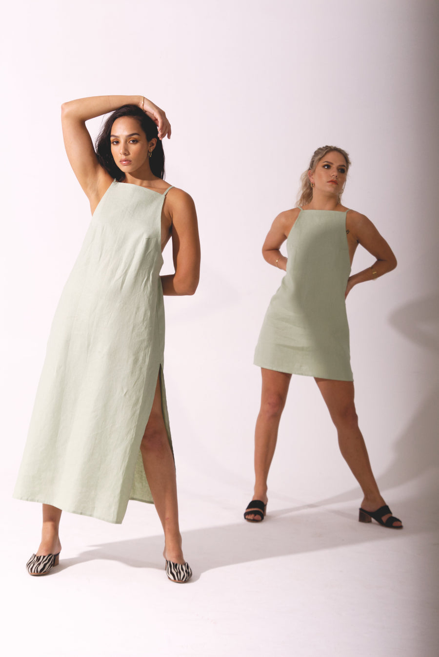 The Mini Slip Dress in Basil